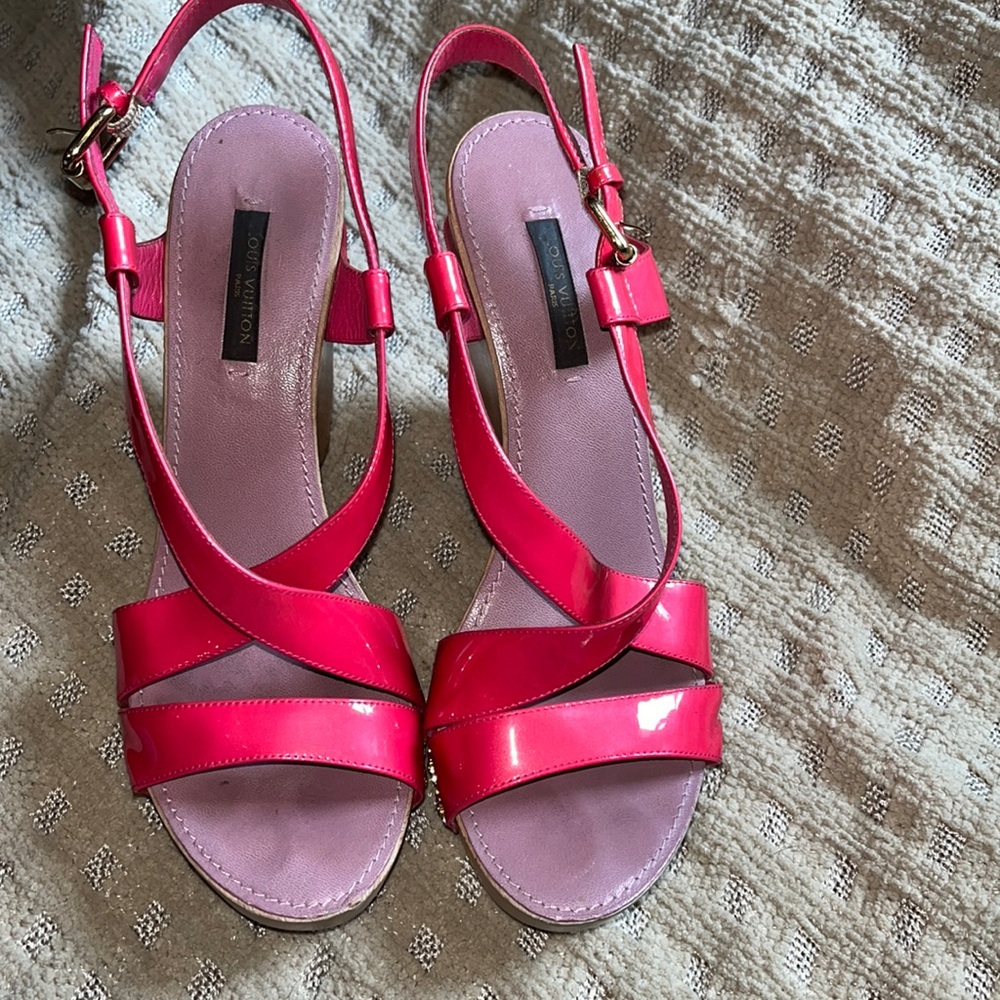 Louis Vuitton, authentic hot, pink wedge, size 38